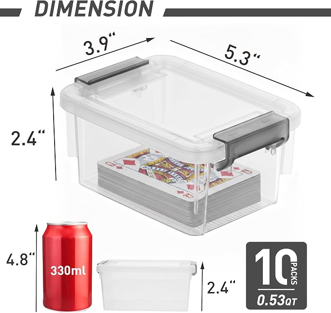 Citylife 0.53 QT 10 Packs Small Storage Bins Plastic Storage Container Stackable Box with Lids for Organizing, Clear White | Plastic Box for Beads, Buttons, Sewing Supplies, Office Supplies and Small Toys - Image 2