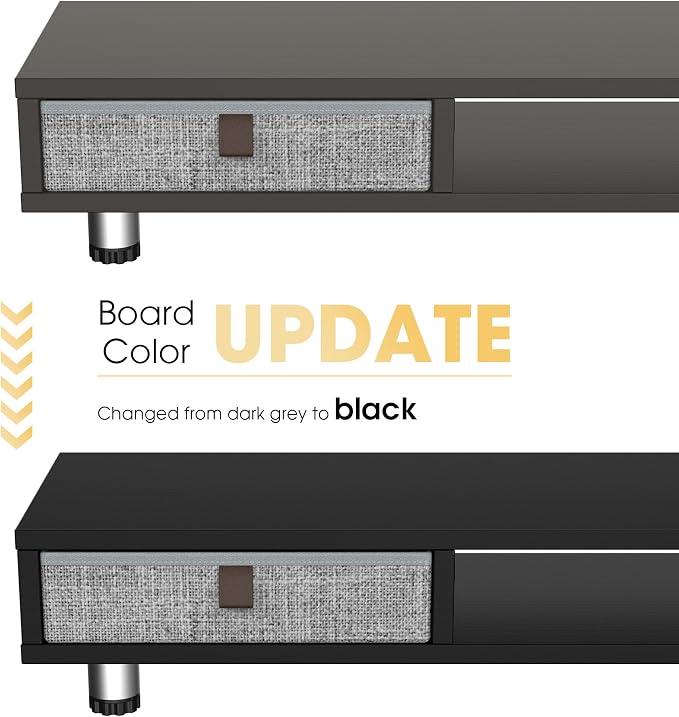 Fenge Dual Monitor Stand, 2-Tier Desk Organizer with Drawers, 42.5in, Black | Storage Fabric Drawer, Ergonomic Height Adjustable, Desk Shelf for Top of Desk, Laptop, PC, TV, Home Office Organization - Image 4