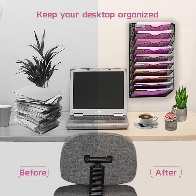 Wall Mounted File Organiser A7 Mesh in Hanging Wall File Holder Mail Organiser - Image 9