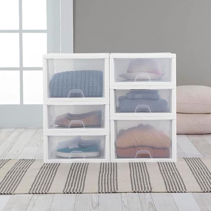 Sterilite Stacking Drawer Storage Organizer for Clothes, 16 Quart, 12-Pack | Stackable and Modular Clear Plastic Drawers and Containers for Clothing, Accessories, Craft Supplies, Shoes or Linens - Image 7
