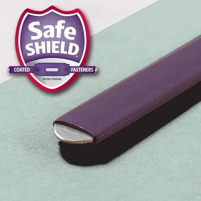 Smead Pressboard 2-Fastener File Folder with SafeSHIELD, 1/3-Cut Tab, 3" Expansion, Legal Size, Gray/Green, 25 Count, 19944 - Image 3