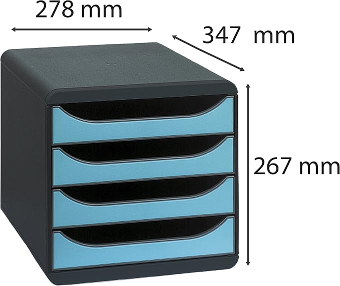 Exacompta Big-Box Iderama, 4 Drawers - Mouse Grey/Turquoise - Image 3