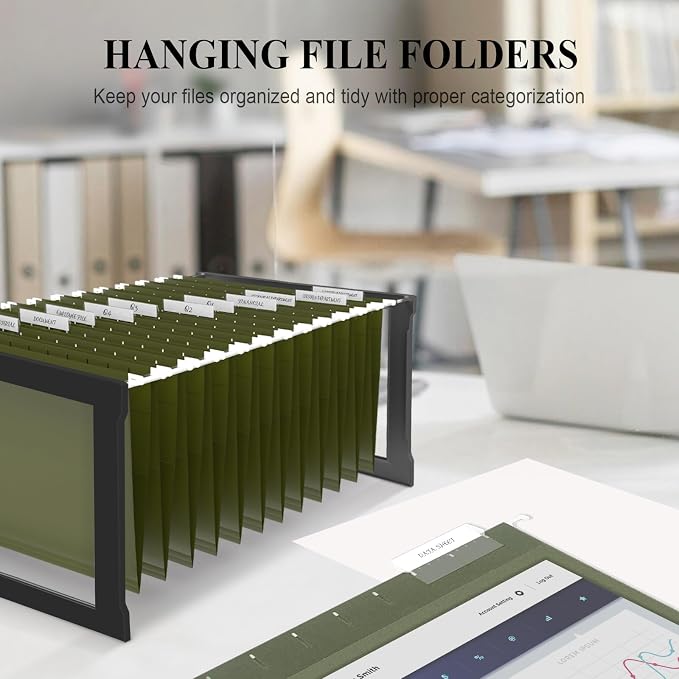 ViVin Hanging File Folders, 1/5-Cut Adjustable Tabs with 24 Per Box, 24 Pack Letter Size Hanging File Folders, Designed for Office Home School Filing Cabinet(Green) - Image 5