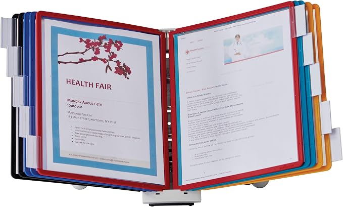 Durable Desktop Reference System with 10 Double-Sided Panels - Letter-Size 8.5" x 11" Inches - Assorted Colors SHERPA Design - Desk Reference Organizer by DURABLEOfficeProducts