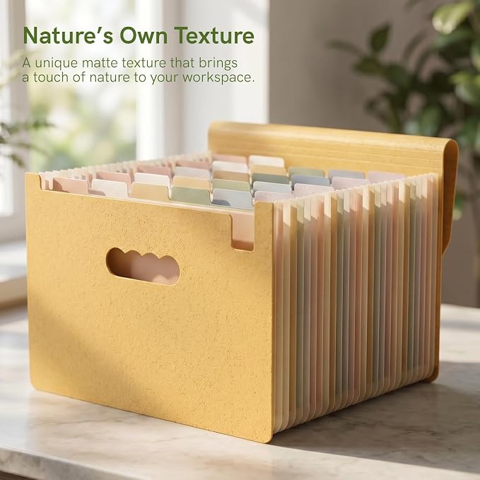 ABC life 26 Pockets Accordion File Organizer, Butter Yellow | Expanding File Folder for Letter/A4 Size, Portable Document Holder with A-Z Tabs for Tax Receipt, School, Home, Office - Image 3