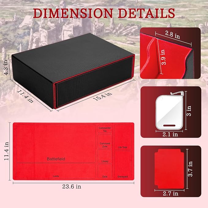 5 Row Trading Card Storage Box, 3800+Bulk Card Organizer Box with 20 Dividers & 5 Supporters, Graded Card Deck Box for YuGiOh, MTG, TCG Black/Red - Image 2