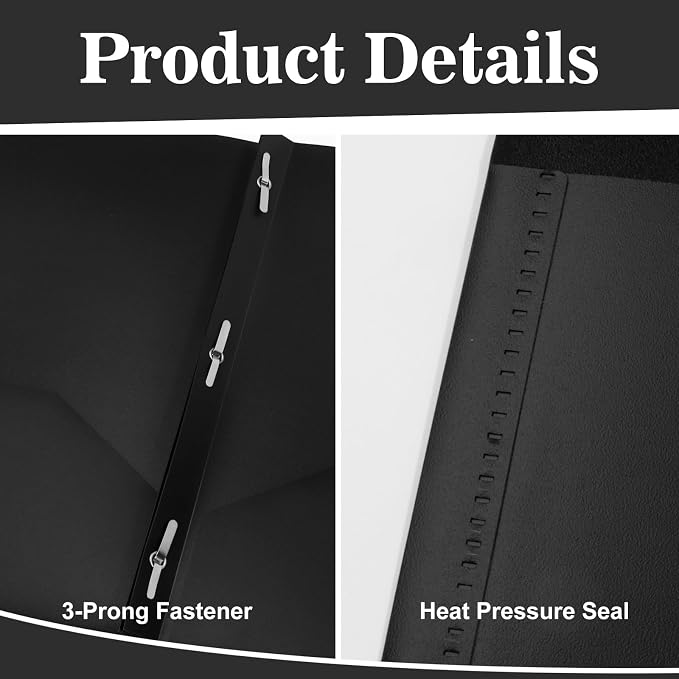 60-Pack Plastic Folders with Pockets and Prongs,2-Pocket Folders with 3 Fasteners, Poly Folders Holds 8-1/2" x 11" Paper for School/Office/Home, Black - Image 2