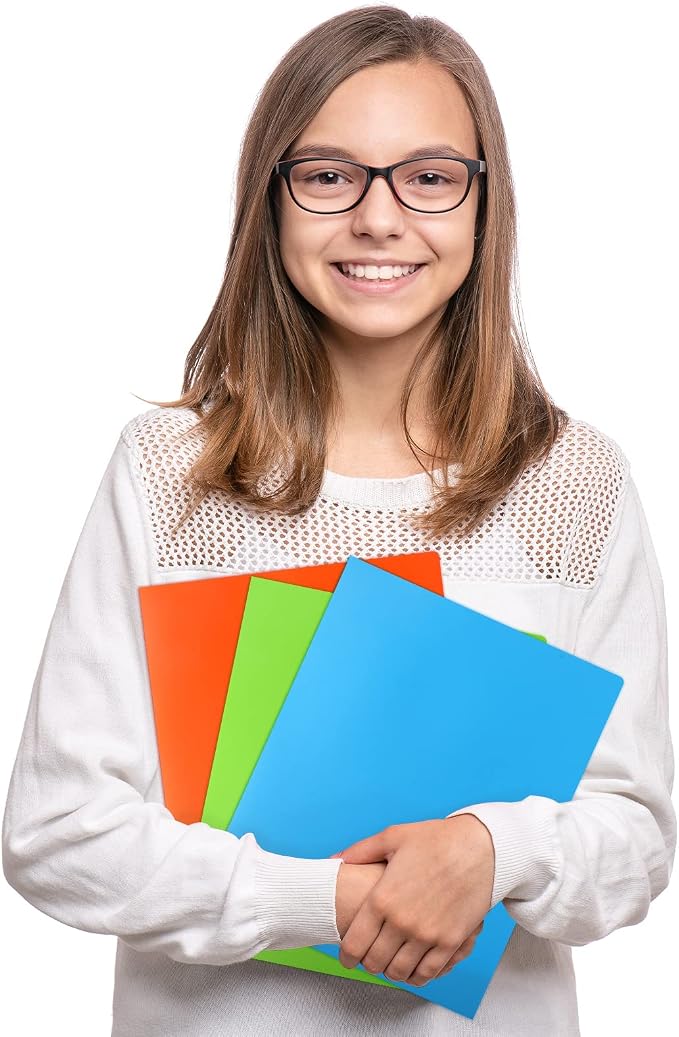 EOOUT 24pcs Folders with Pockets, Plastic Pocket Folders, 2 Pocket Folders with 2 Business Card Holder, 6 Colors, Letter Size, A4 Size, for Office, Teaching, Students and School - Image 6