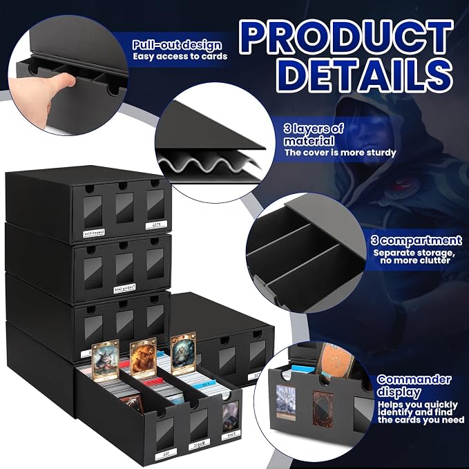 AOBOPLE Card Storage Box,15000+ Cardboard Trading Card Boxes with 48 Card Dividers,Labels and Tape,Bulk Card Storage for MTG TCG PTCG Commander Display - Image 5
