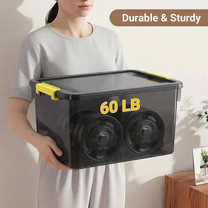 20&40Qt Stackable Storage Bins with Lids Trays Craft Box Organizers,2Pack | Clear Plastic Latching Boxes Organizers with Dividers Portable Containers for Arts & Crafts, Home Office Classroom Car Trunk - Image 9