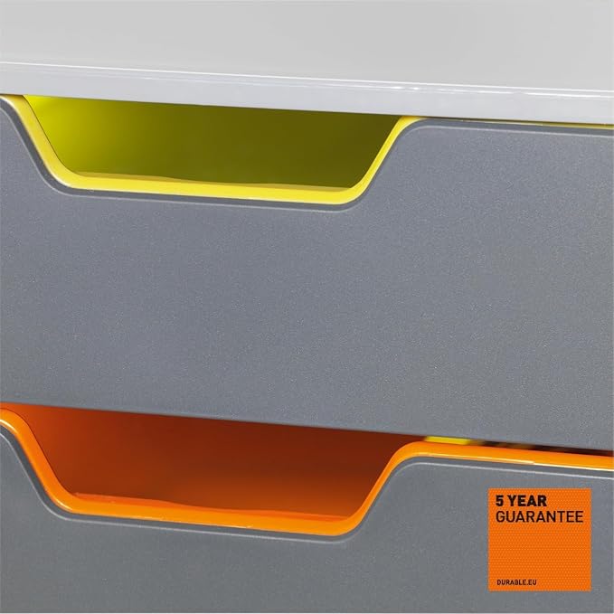 Durable Varicolor 5 Drawer Unit - Gray Desktop Drawer Set with 5 Color Coded Draws - Perfect for Storing Documents and Paper Work - Image 5