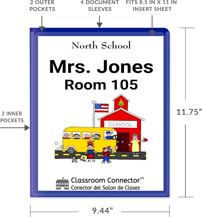 C-Line Classroom Connector™ Multi-Pocket School-to-Home Portfolio, Blue, 15/BX (32305), 9.5 x 11.75 x 0.25 - Image 7