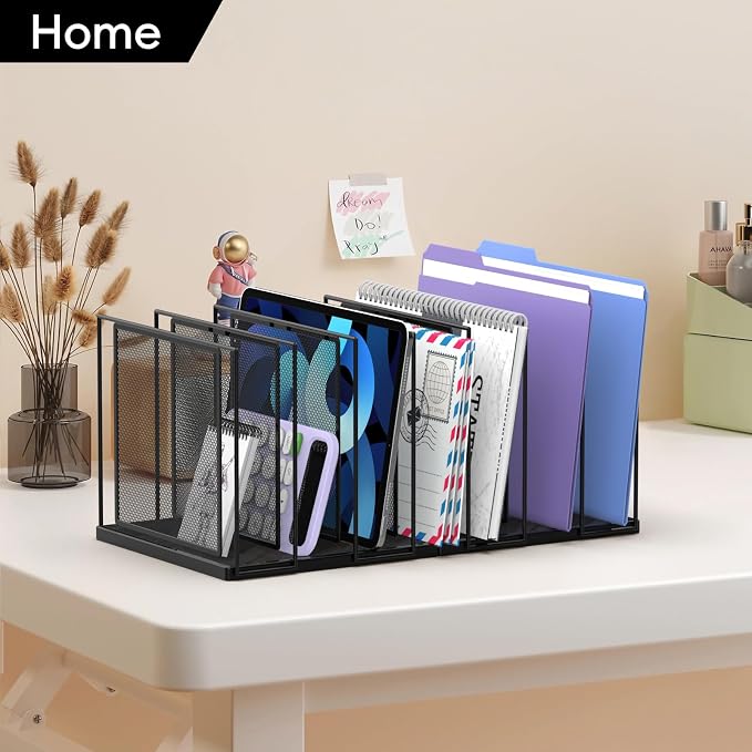 File Organizer for Desk, 7-Section Vertical File Sorter, Paper Holder Organizer Standing Metal File Folder for Office Home Classroom, Black - Image 6