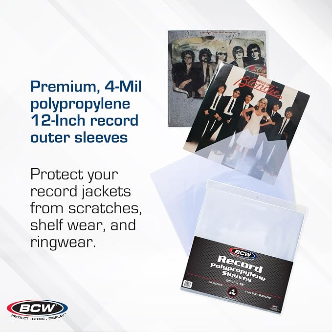 BCW 4 Mil Record Sleeves (12 Inch) - 100 ct | Clear Polypropylene Vinyl Album Protectors for 33 1/3 RPM | Archival Quality, Acid-Free | Premium Outer Sleeves for Storage of Your Vinyl Collection - Image 3
