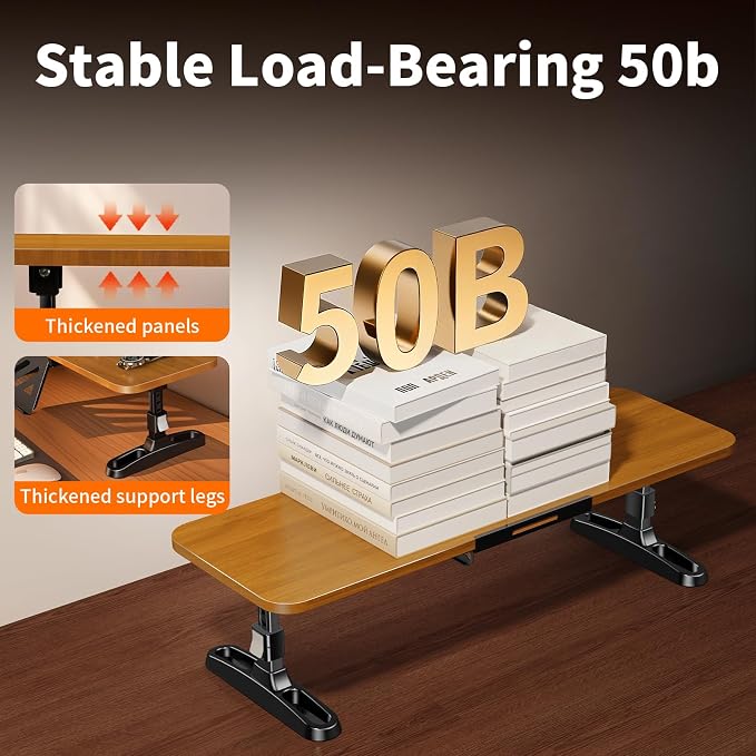 Wooden Monitor Stand Riser for Desk,Adjustable Height Monitor Shelf Riser with Phone Holder,Desk Storage Organizer Accessories,Wood Computer Screen Stands for Office,Home,Laptop,Printer,TV - Image 4