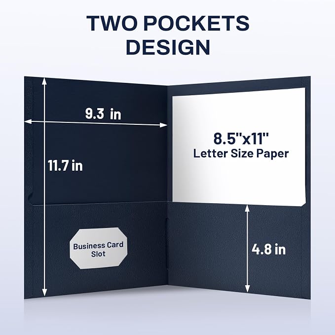 SUNEE Folders with Pockets(125 Pack, Dark Blue), 2 Pocket Folders Fit Letter Size Paper, Paper File Folder for School Office Home Business - Image 4