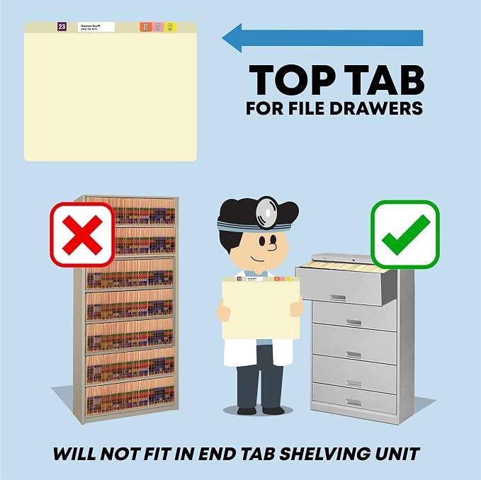 Top Tab Manila File Folders, Doctor Stuff, Reinforced Folder with Tab on Top, Full Cut, Two 2" Bonded Fastener on Inside Front and Back, 14 pt Manila Stock, Box of 50 - Image 6