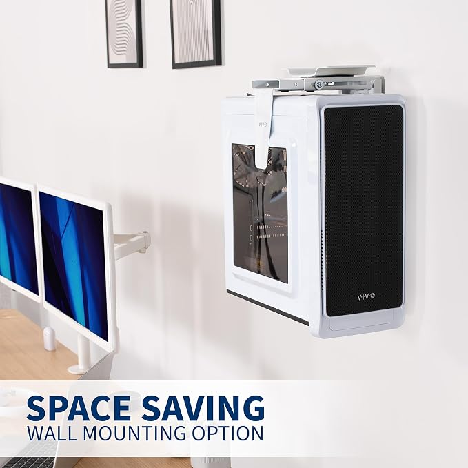 VIVO Adjustable Under Desk and Wall Mount for PC 3.5-7.8 inches Wide, Computer Case CPU Holder with Swivel and Secure Locking, White, MOUNT-PC01W | 3.5 to 7.8 inch Wide Adjustable Computer Mount, CPU Case Machine Holder Stand, Swivel and Secure Locking... - Image 8
