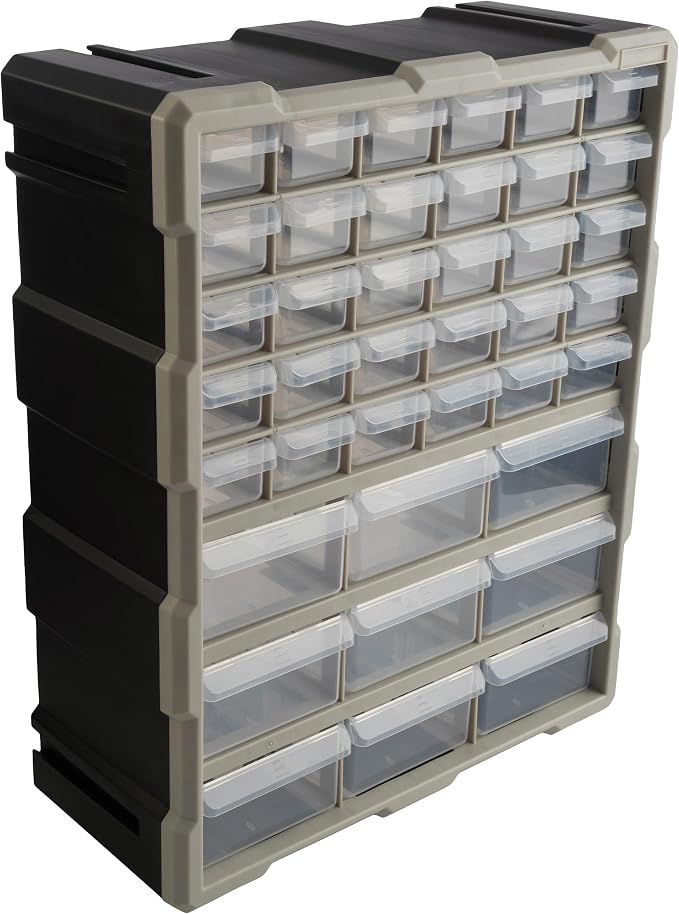 Stalwart 39-Drawer Plastic Small Parts Organizer, Black | Desktop, Tabletop, or Wall Storage Drawers for Organizing Hardware, Crafting Supplies, Garage, or Classroom by Stalwart