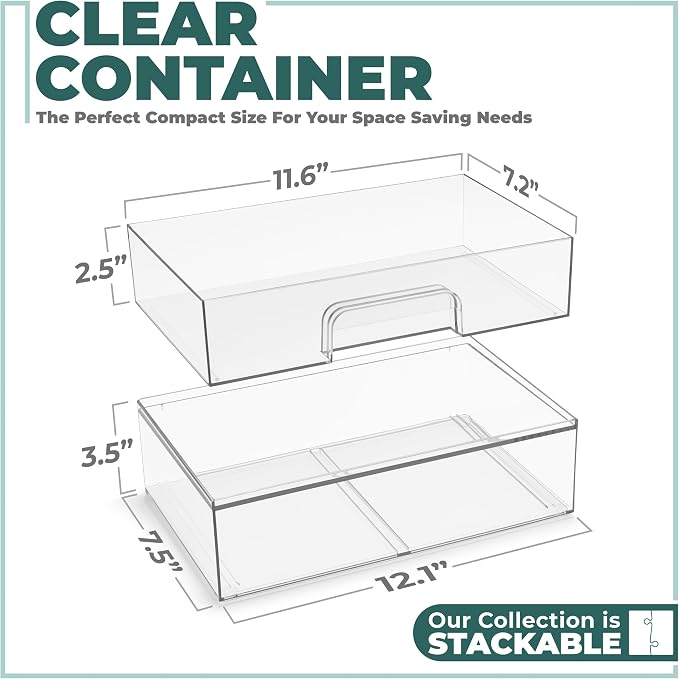 Sorbus Wide Stackable Acrylic Storage Drawers, 8 Pack Clear Plastic Organizer Bins for Baby Bottles, Makeup, Bathroom, Vanity & Countertop Organization, Pull-Out Drawer Design for Cabinets & Pantry - Image 5