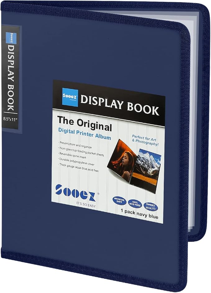 Sooez 30-Pocket Binder with Plastic Sleeves 8.5x11,Heavy Duty Art Portfolio | Folder with Clear Sheet Protectors, Display 60 Pages, Presentation Book for Artwork, Document Organizer Binder by Sooez