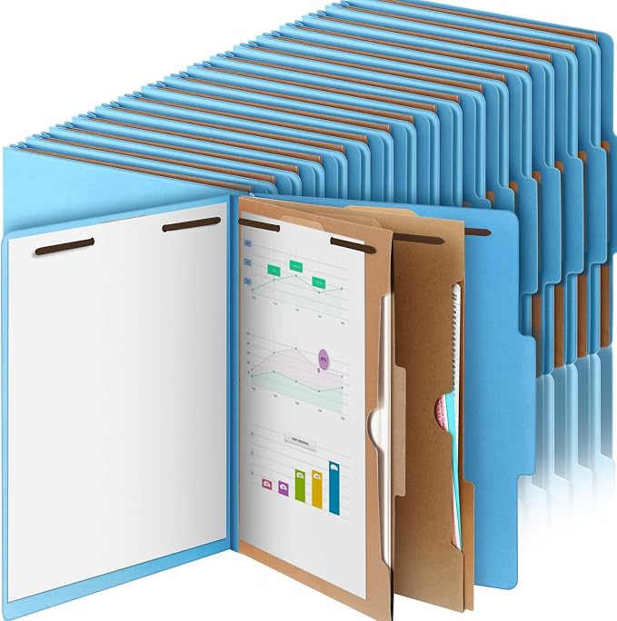 36 Pcs Skyygemm Classification Folder Letter Size, 2 Pocket File,Blue | Back to School Supplies, File Organizer with Fastener, Expanding File Organizer Bulk for Office Employee, Staff, Teacher by Skyygemm