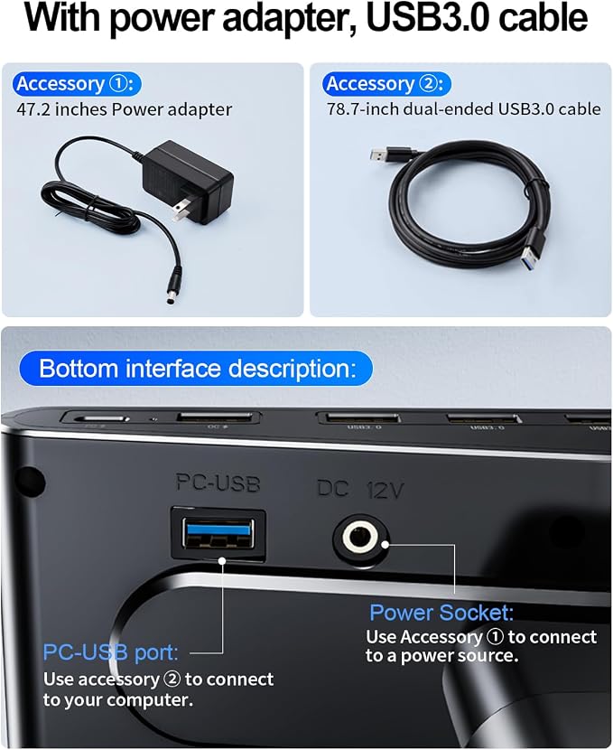 Computer Monitor Stand Riser for Desk with Usb Hub Charging,30W/5Gbps Usb C Docking Station with Power,4.4-5.7''Freely Height Adjustable with Phone Stand,Monitor Stands Riser for PC,Laptop,Printer,TV - Image 4