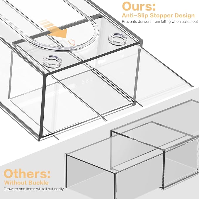 Desk Organizer with 7 Drawers, FODIENS 7 Packs Acrylic Stackable Desktop Storage Drawers Makeup Organizer, Clear Craft Storage Box Cabinets for Office Vanity Countertop Bathroom Bedroom - Image 4