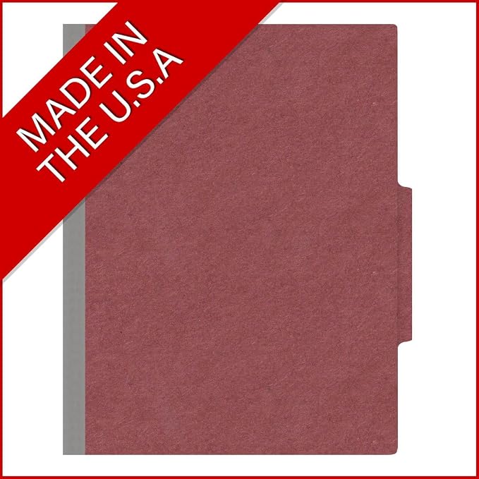 25 Pt. Pressboard Classification Folders, 2/5 Cut ROC Top Tab, Letter Size, 1 Pocket Divider, Dark Red (Box of 10) - Image 5