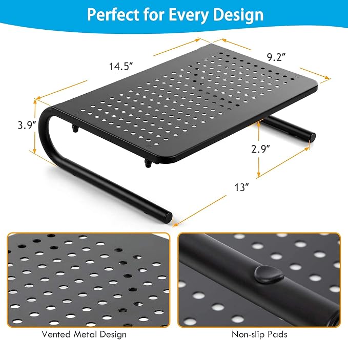 Monitor Stand - Monitor Stand Riser, Laptop Stand Riser for 15.6" Laptops, Computer Monitor Stand for 14.5 inch Screen, PC Stand, Printer Stand, for Home & Office - Image 4