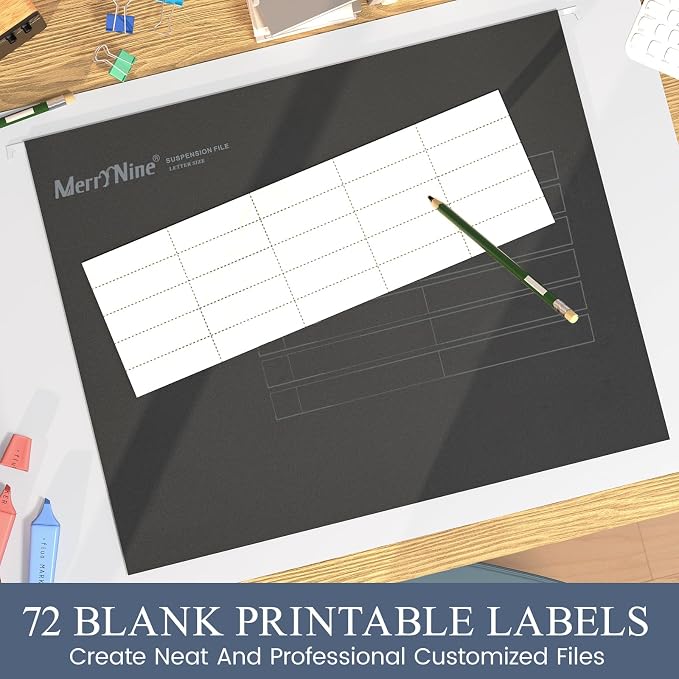 MerryNine Hanging File Folders Letter Size with 1/5-Cut Tabs | 72 Pack, Black, Folders Organizer, for Office School Home, for Bulky Files, Filing Cabinets - Image 5