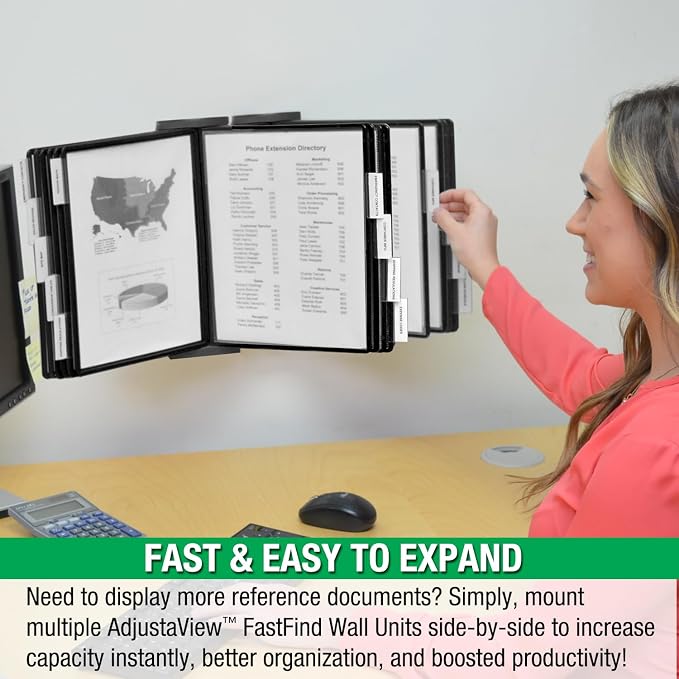 Ultimate Office FASTFIND 10-Pocket WALL Reference Display Organizer, Black | The Original 10-Pocket Wall Organizer Displays 20-Letter Size Sheets. Flip to Find Your Most Important Documents in Seconds - Image 5
