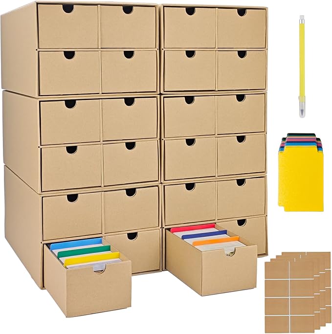 6 Sets Trading Card Storage Boxes, Includes 24-750 CT Boxes & 96 Dividers, 18000+ Trading Cards Organizer for Collectible Card Games, Sports Cards, TCG, with Labels & Pen by Unknown