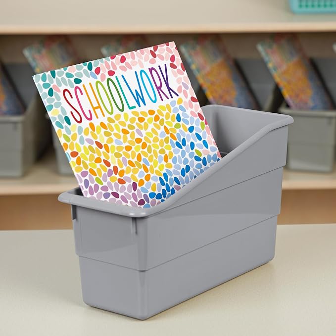 Really Good Stuff Durable Book & Binder Holders 12-Pack, Pebble | Ideal for Narrow or Vertical Storage Needs, Book, Magazine, File Folder, & Binder Holders, Classroom Organization Made Easy - Image 7
