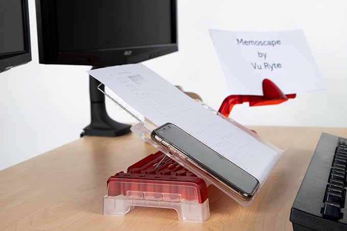 MemoScape Adjustable in-Line Document Holder for Typing | Reduces Neck Strain, Improves Focus, Boosts Desk Organization, and Workflow | Paper Holder Stand for Desk and Home Office - Red (VUR 3060) - Image 6