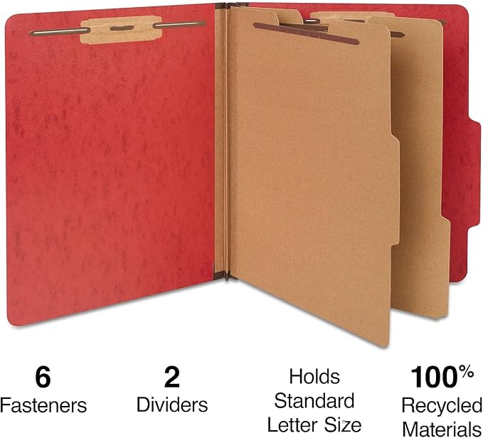 Staples Moisture‑Resistant Classification Folder, Letter Size, 2 Dividers, 2.5″ Expansion, Dark Red Pressboard, Durable Construction, 10/Box - Image 2