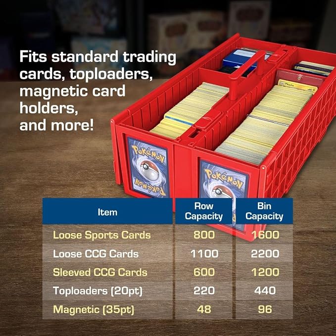 BCW Collectible Card Bin – (2-Pack, Red) | Holds up to 1600 Cards | Plastic Storage Box for Pokémon, MTG & Sports Cards - Image 4
