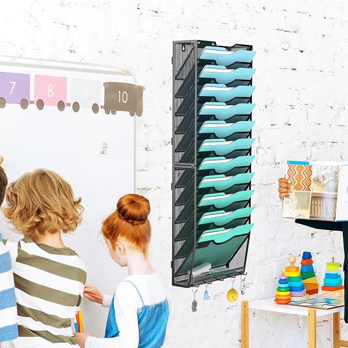 Gawerk 13-Tier Wall File Organizer Hanging Wall File Holder Wall Mount Paper Folder Organize - Image 4