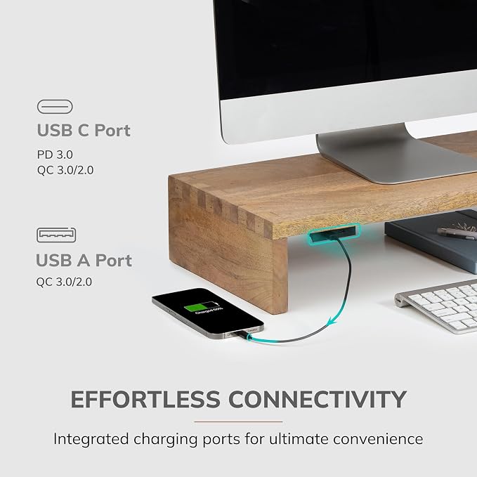 Anji Mountain Wooden Monitor Stand - Elegant Monitor Riser, Perfect Monitor Stand for Desk Organization, Durable Wood Construction monitor stands, Enhances Ergonomics and Workspace Efficiency,Natural - Image 3