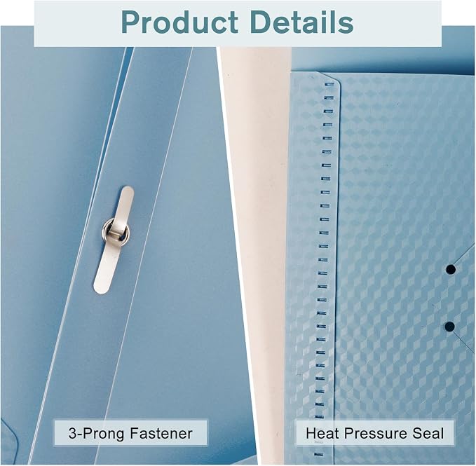 Plastic andPockets and Prongs,2-Pocket and3 Fasteners, Pastel Folders Holds 8-1/2" x 11" Paper for School/Office/Home, 6 Packs - Image 3