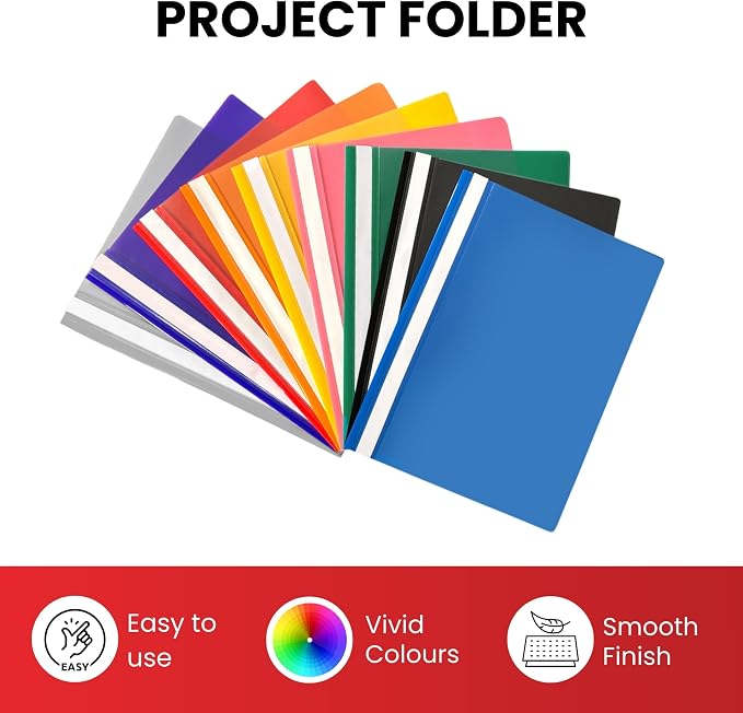 Pack of 120 Assorted Colour A4 Project Folders by Janrax - Image 2