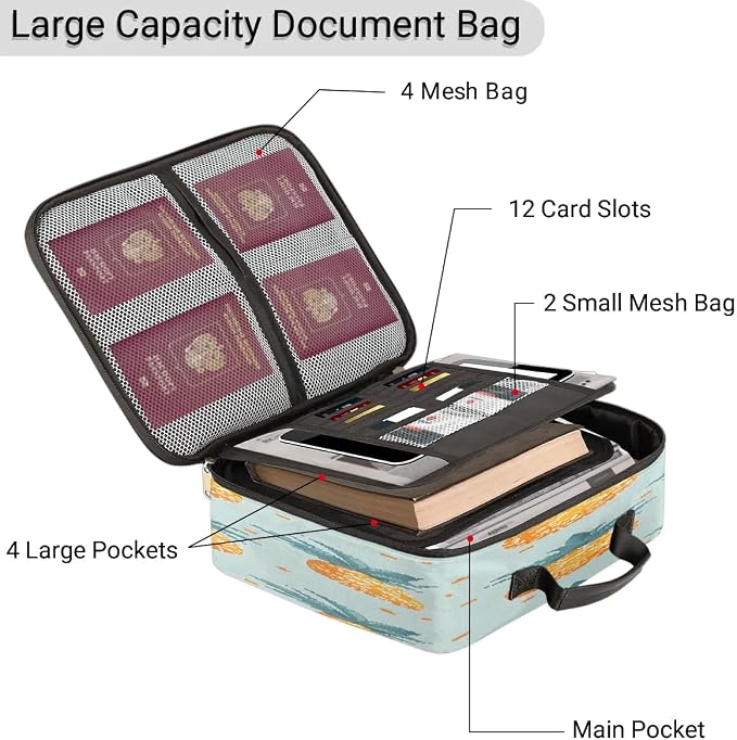 File Organizer Pineapples Fruit Print Document Organizer with Handle Portable File Organizer Bag Home Travel Storage Bags for Files Laptop Certificates - Image 4