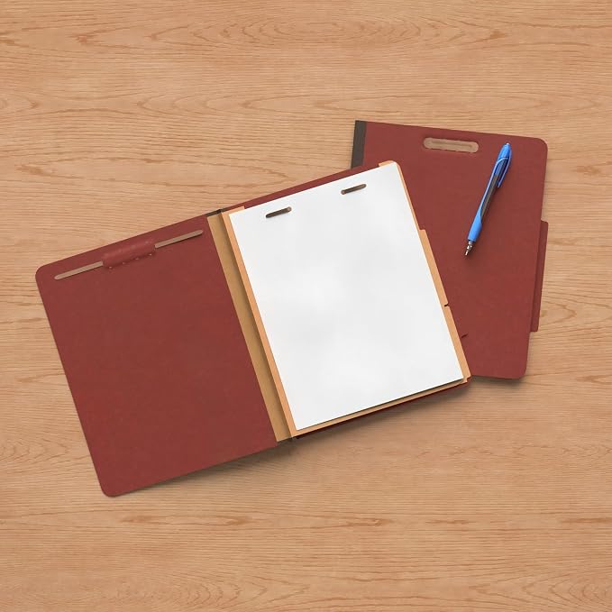 Amazon Basics Classification Folder with Prongs, Pressboard, 2 Dividers, 2-Inch Expansion, Letter Size, Red, Pack of 10, for Organizing Documents - Image 7