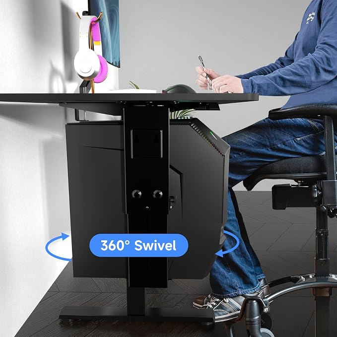 Suptek Adjustable Under Desk and Wall PC Mount,3.74 to 8.26 inch Wide Computer Case CPU Hanger Holder 360 Degree Rotatable Under-Desk PC Hanging Stand Holder Mount (ZJJ001) - Image 4
