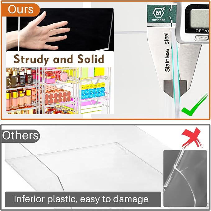 Acrylic Desk Organizers And Accessories With 13 Drawers, Office Desktop Drawers, Plastic Makeup Organizer Containers Bins With Drawers Desk Organization, Bathroom Organizers Storage Case Box Cube - Image 7