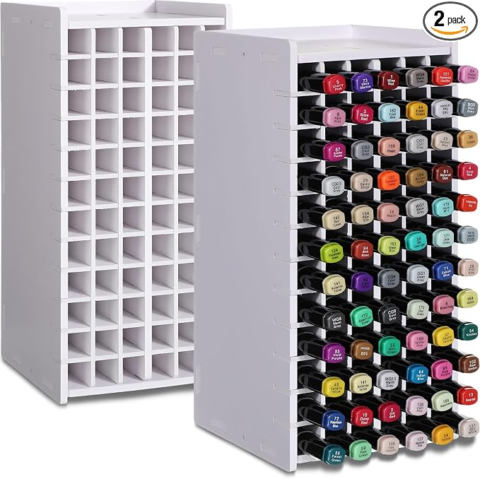 2 Pack Marker Storage Organizer Marker Organizer for Desk Holder Art Paint Pen Rack with Removable Divider to Store Paint Brushes Pens Color Pencils(10.83 x 5.12 x 5.12) by Sunnychicc