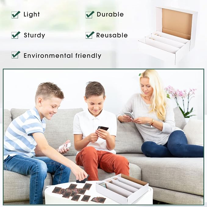 Yexiya 1 Pcs 3200 Count Sports Card Storage Boxes White Trading Card Box Collectible Trading for Soccer Baseball Game - Image 4