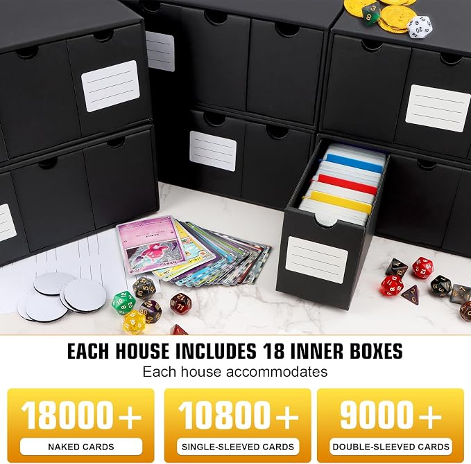 Trading Card Storage Box, Includes 18-600 CT Boxes & 60 Card Dividers, Trading Card Organizer for Collectible Card Games, for TCG, YGO, MTG, PTCG, Baseball Cards, with Labels & Tapes - Image 3
