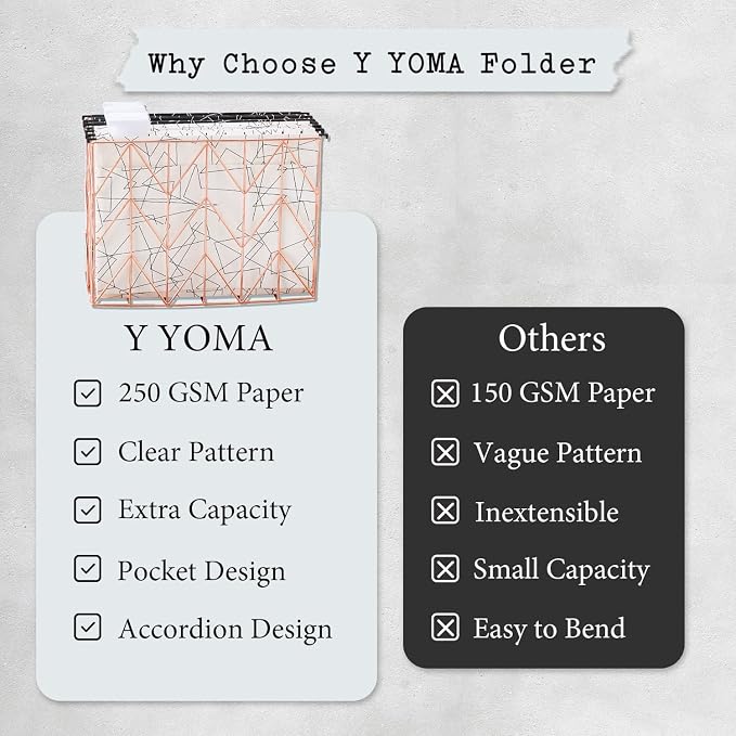 Y YOMA File Folder with Outside Pocket, 8.5 x 11-Inch, Black & White - Image 6