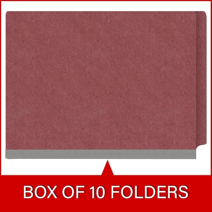 Pressboard Classification Folders, Full Cut End Tab, Letter Size, 2 Dividers, Dark Red (Box of 10) - Image 6